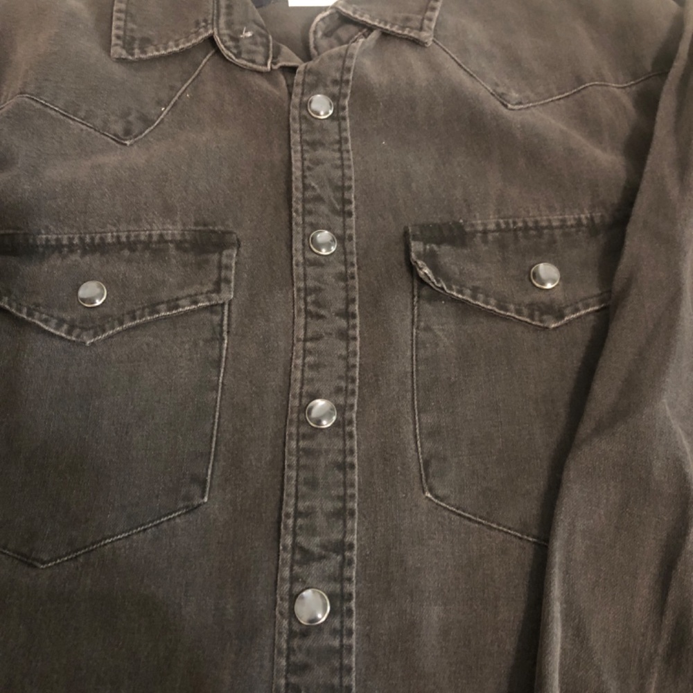 Abercrombie & Fitch black stonewashed western shirt with snaps - Picture 2 of 5